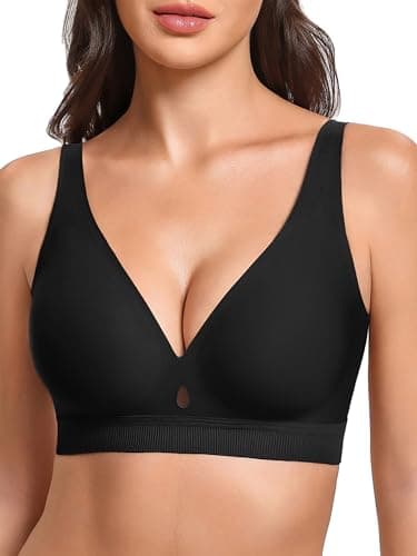 Avidlove Womens Soft Comfortable No Underwire Bras V Neck Seamless Push Up Bralettes Full Coverage Tshirt Brassiere Black - Image 1