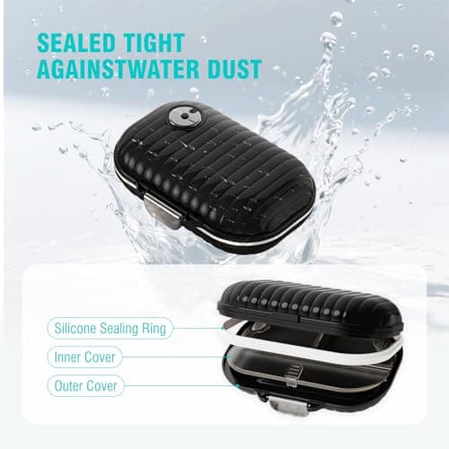 Travel Pill Organizer, 7 Compartments Portable Pill Case, Daily Pill Box, Small Pill Container for Pocket Purse Medicine Organizer(Black) - Thumbnail 4