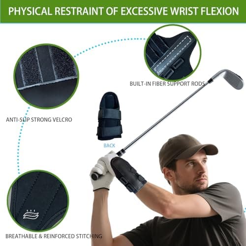 Siciwelely 3-Piece Golf Wrist Trainer Set with Wrist Strap/Arm Band/Storage Bag, Golf Wrist Training Aid to Correct Wrist Angle & Develop Muscle Memory (BlackWristband/Blue Armband/Storage Bag) - Thumbnail 5