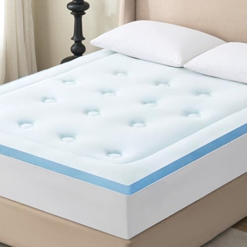 Hansleep Memory Foam Mattress Pad Topper Queen, Queen Foam Mattress Topper Viscose Derived from Bamboo, Queen Size Bed Mattress Pad Cover for Back Pain Relief, 60" x80", 60" x80", White