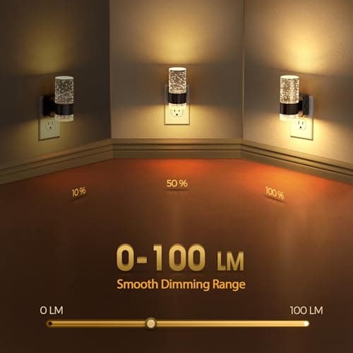 Briignite Night Light, Dimmable Night Lights Plug into Wall, LED Night Light with 0-100 LM Adjustable Brightness, 3000K Automatic Plug in Night Lights with Dusk to Dawn Sensor, for Bathroom Hallway - Thumbnail 2
