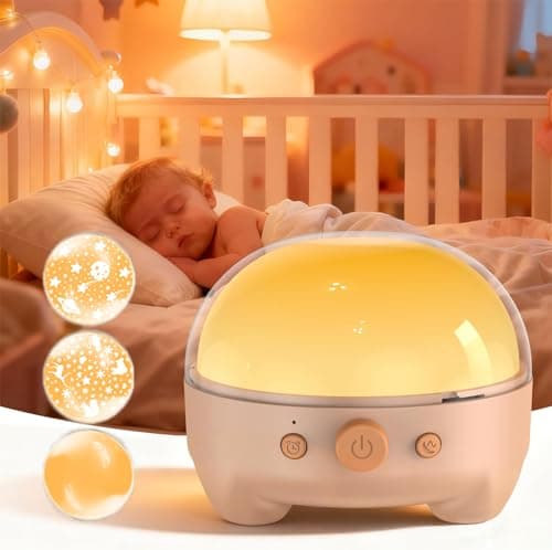 TeckyGem Baby Sound Machine & Night Light for Nursery | 3-In-1 White Noise Sound Machine, Dimmable Nursery Lamp & Projector | 20 Soothing Sounds, Baby Sleep Aid, Gift for Kids, Bedtime & Breastfeeding - Image 1