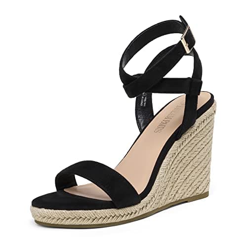 DREAM PAIRS Womens Open Toe Espadrilles Dressy Platform Sandals Buckle Ankle Strap Stylish Wedges Summer Dressy Sandals,Size 11,Black/Suede,SDPW2211W - Image 1