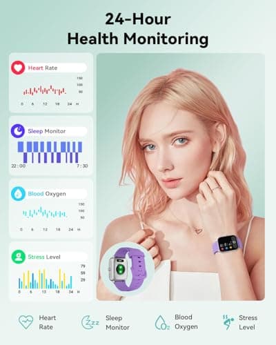 Smart Watches for Women/Men, Smart Watch for Android Phones and iPhone Compatible, Alexa Built-in, 1.8" Fitness Watches for Women, IP68 Waterproof /Bluetooth Call, Heart Rate/Sleep Monitor, Purple - Thumbnail 6