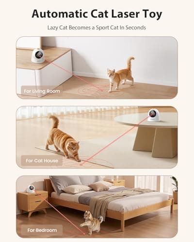 ROJECO Auto Laser Cat Toys for Indoor Cats,Upgraded Interactive Cat Toy,Random Trajectory Laser with Magnetic Base,3 Speed Modes & Auto Sleep,Rechargeable Interactive Cat Toys for Bored Indoor - Thumbnail 2