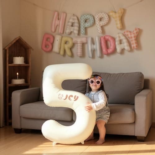 Vrukiaa Colorful Birthday Banner Foil Letter Balloon, 14 Inch 3D Plaid, Polka Dots, Stripes Patterned Reusable Mylar Foil Letters, Birthday Decorations (Birthday Banner 1) - Thumbnail 5