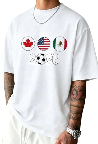 KUYIGO Men's Soccer Fan T-Shirt Short Sleeve Casual Sports Shirt for Football Lovers Championship Season Game Day Gifte,XXL White - Image 1