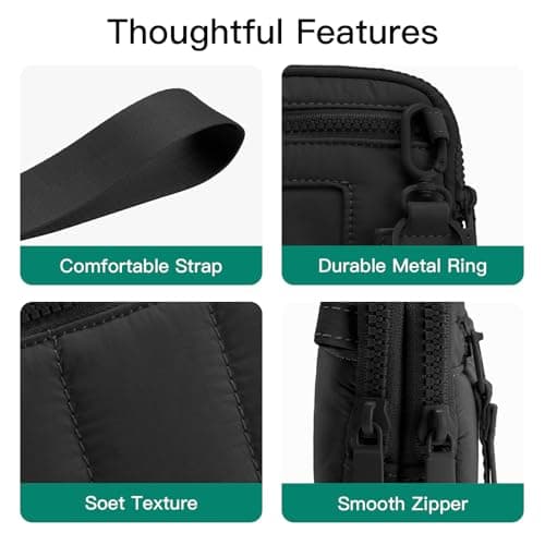 Gitus Puffy Cross Body Purse for Women Wristlet Wallet with RFID Blocking Quilted Crossbody Cell Phone Organizer Birthday Gifts for Women (Black) - Thumbnail 5