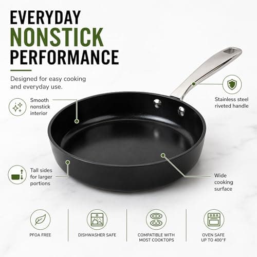 Alva Maestro 9.5-Inch Ceramic Nonstick Frying Pan, PFAS-Free Non Toxic Egg Pan, Induction Safe Big Skillet with Stainless Steel Handle, Heavy-Duty Aluminum, PTFE & PFOA Free, Black - Thumbnail 5