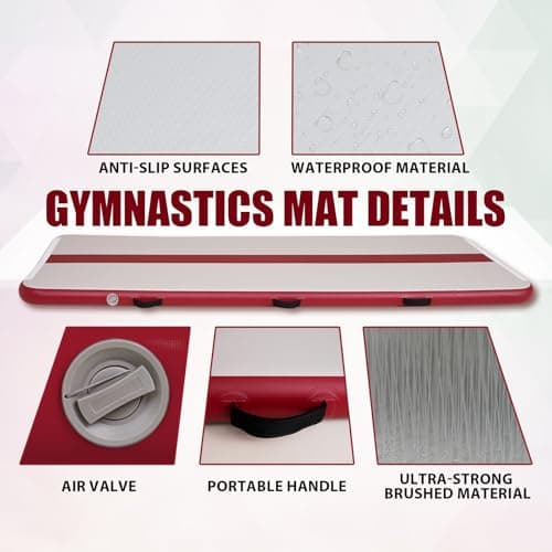 Tuxedo Sailor 10’ Inflatable Gymnastics Mat - Premium Heat Sealed Process,Tumbling Mat with Electric Pump, Repair Kit & Backpack - Multi-Scene exercise Mat Use for Gym, Yoga, Home, Outdoor - Thumbnail 4