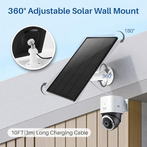 Solar Panel for Ring Camera - 5W Solar Charger with Power Pack Compatible with Most Blink Reolink Cameras Doorbell IP65 Waterproof, 10FT Cable with USB-C to Ring Barrel Plug Micro USB Adapter - Thumbnail 5