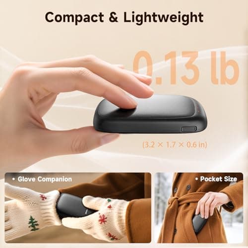 Bearwind Electric Hand Warmers Rechargeable - 2 Pack Magnetic Pocket Heater Handwarmers with AI Chips, Portable Hunting Gear, Reusable Winter Essentials, Gift Ideas for Men, Women, Outdoor (Black) - Thumbnail 5