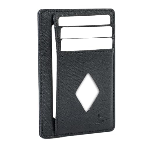 LIULIHUA LLH Wallet For Men,Credit Card Case Slim Wallet Front Pocket Minimalist Leather RFID Blocking Medium Size (Black)
