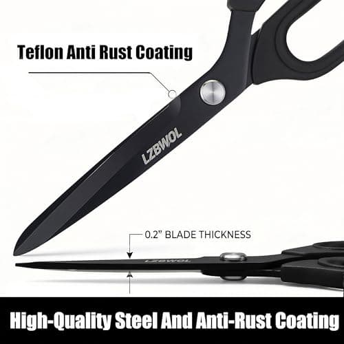 LZBWOL Sharp Scissors All Purpose, Heavy Duty 10" Scissors for Office, Soft Comfort Grip for paper Craft - Black - Thumbnail 3