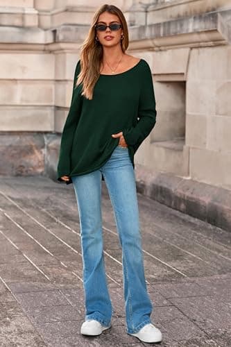 PRETTYGARDEN Women's Oversized Sweaters 2026 Casual Long Sleeve Scoop Neck Pullover Tops Loose Cozy Knit Spring Outfits(Dark Green,X-Large) - Thumbnail 6
