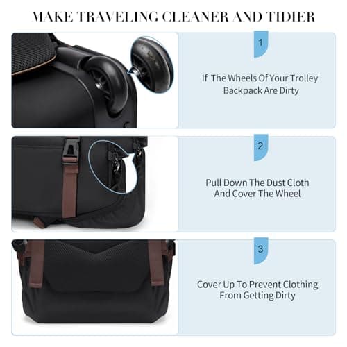 GOLF QUALITY Rolling Backpack for Women,Travel Laptop Backpack with Wheels Roller Wheeled Backpack Underseat Carry On Luggage for Travel Business Trip,Fit 17Inch,Black - Thumbnail 6