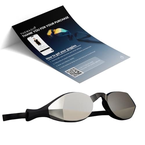 THEMAGIC5 VECTOR Swim Goggles for Men and Women - The World's 1st Custom Fit Swimming Goggles for Adults - QR Code Ships by Mail - Anti-Fog Competitive Racing Pool (VECTOR BLACK MAGIC MIRROR SILVER)