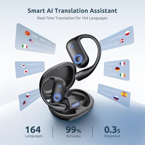 ZOOBELIO AI Translation Earbuds Real Time - 164 Languages Translator Earbuds with 8 Modes, 80H Battery Life 5-in-1 Translating Headphones Bluetooth Wireless for Travel Business Learning - Thumbnail 2