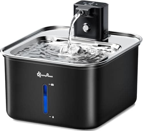 DownyPaws Cat Water Fountain Stainless Steel Wireless, 101 oz/3L FurSink Cordless Water Fountain for Cats, Battery Operated Cat Fountains for Drinking with Motion Sensor, Easy Clean, Black - Image 1