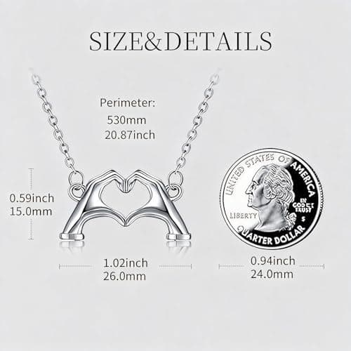 HBFKL Silver Birthday Gifts Neckalce, Heart Hands Necklace Best Birthday Christmas Day Gifts for Girls Women, Wife, Daughter, Granddaughter, Bestie, Sister - Thumbnail 2