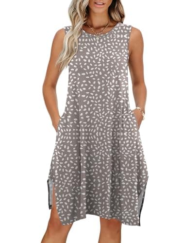 ANRABESS Womens Summer Casual Beach Cover Up Dress Sleeveless Asymmetric Hem Flowy Vacation Cruise Short Sundress Polka Dot Large - Image 1