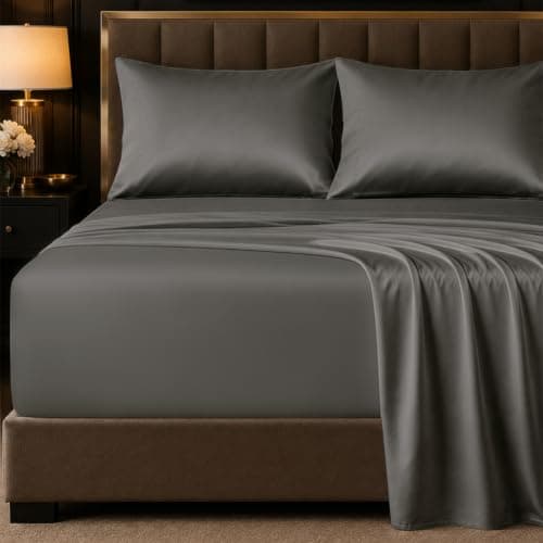 HYPREST Egyptian Cotton California King Sheets - 18 Inch Deep Pocket Cal King Size, Luxury Soft & Crisp Bed Sheets Set, Oeko-TEX Certified, Durable Cooling Hotel Bedding, Grey - Image 1