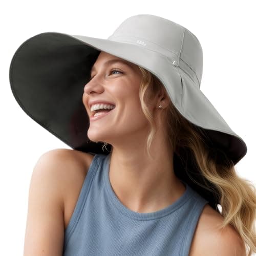 BENEUNDER Reversible Wide Brim Sun Bucket Hats UPF50+ UV Protection Foldable for Women Outdoor Beach Vacation Travel Gray - Image 1