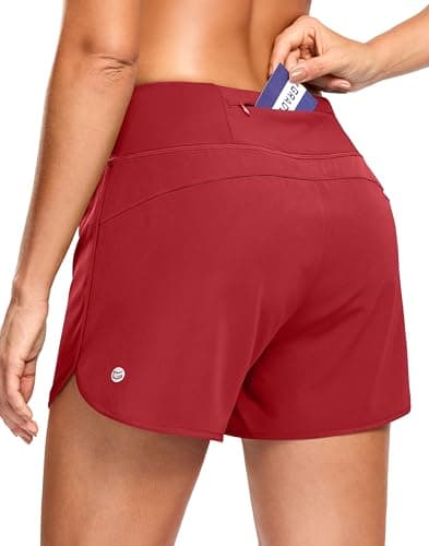 G Gradual Women's Running Shorts with Mesh Liner 3" Workout Athletic Shorts for Women with Phone Pockets(Red,S) - Image 1