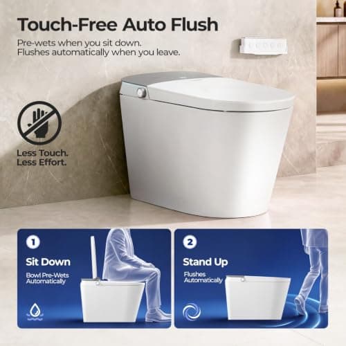 RekeSmt Smart Toilet Bidet with Built-in Tank and Pump, Auto Open Close Lid Smart Bidet Toilet, Foam Shield, Foot Sensor Operation, Auto Flush Elongated One Piece Electric Toilet RKS-X700 MAX - Thumbnail 3