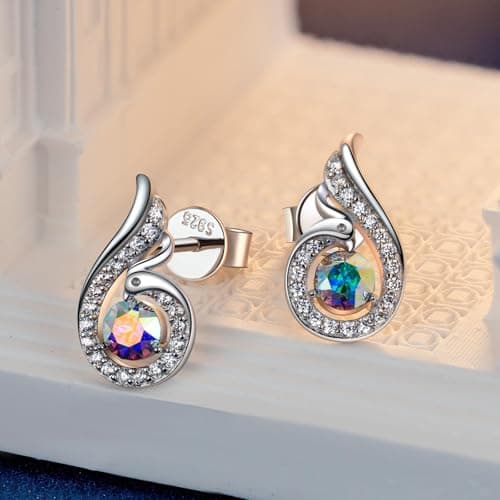 Kate Lynn Phoenix Earrings 925 Sterling Silver Stud Earrings for Women Crystal Jewelry, Birthday Gifts for Women Wife Christmas Mothers Day Gifts for Mom Daughter Sister Friend - Thumbnail 5