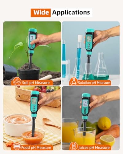 Tadeto Soil pH Tester, High Accuracy Digital pH Meter for Soil, Garden, Water, Plants, Solution and Food, Soil pH Test Kit with Thermometer LCD Display, Calibration Powder and Alloy Protective Cap - Thumbnail 6