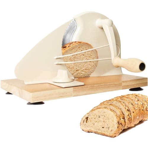 Manual Bread Slicer for Homemade Bread,Even Slicing Thickness-Adjustable Slices,Sourdough Slicer with Scale Lines&SuperStrong SuctionCup Fixation (Cream-Guide) - Image 1
