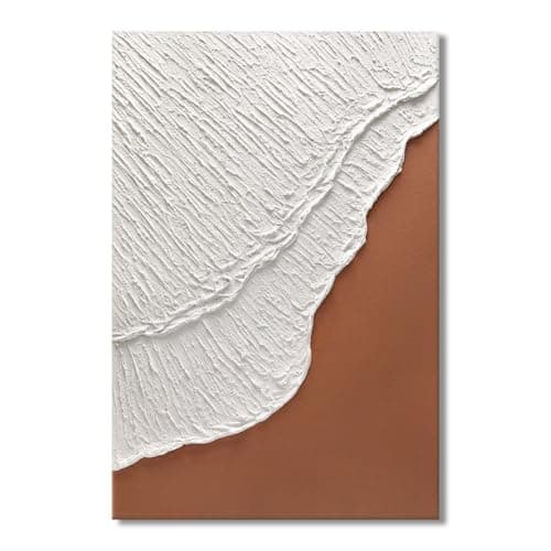 JUHOME Large Neutral Hand-Painted Abstract Ocean Wall Art,24x36 in Thick Textured Plaster & Acrylic Art Oil on Canvas, Abstract Canvas Artwork for Living Room, Bedroom Office Decor - Image 1