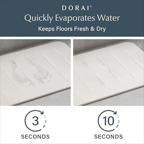 Dorai Home Bath Stone Mat 23.6"x15.4" (2-Pack) – Quick-Dry, Non-Slip Diatomite Stone Bath Mat, Rain Sandstone - Thumbnail 2
