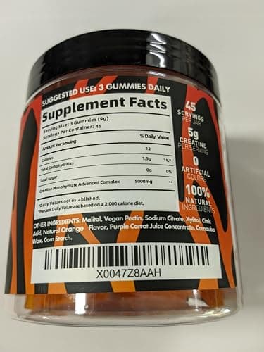 BEAST BITES Nutrition Creatine Monohydrate Gummies for Men & Women - 5g of Creatine Monohydrate per Serving - Sugar Free,Vegan, Orange Flavor, 135 Count (45 Servings). - Thumbnail 3