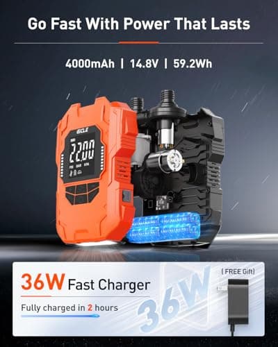 GICLE 22PSI Rechargeable Paddle Board Pump, Dual Power (Battery & 12V Car) Electric SUP Pump, Automatic Portable Inflator & Deflator with Fast Charging for Inflatables Kayak Boat Tent Camping Mattress - Thumbnail 4