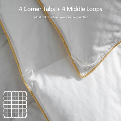 HANYUN Goose Down Feather Fiber Comforter - All Season Queen Size -100% Cotton Duvet Insert Warm and Breathable Down Comforter Ultra-Soft 700 Fill-Power Fluffy Warmth 90"x90" - Thumbnail 5