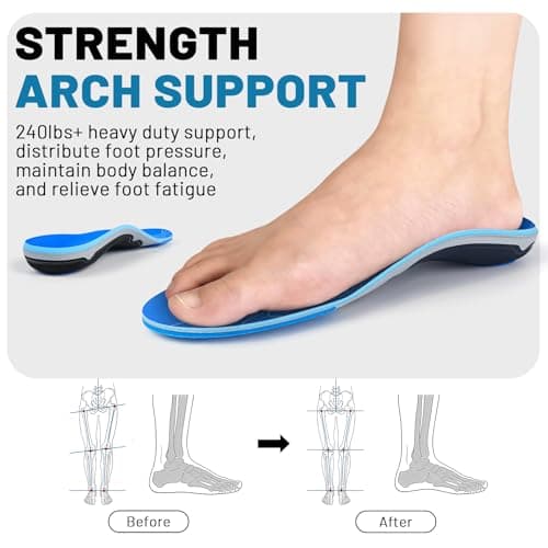 ORHILYA 240lbs+ Plantar Fasciitis Pain Relief Insole Men Arch Support Orthotic Insert Men Women,Comfort Heel Pain Flat Feet Work Boot Shoes Insole Standing All Day Size 12, 305MM - Thumbnail 5