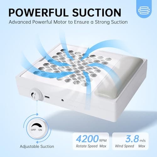 CHRISTINE SHELLY Nail Dust Collector, Cordless Dust Collector Nail Tech - Thumbnail 2