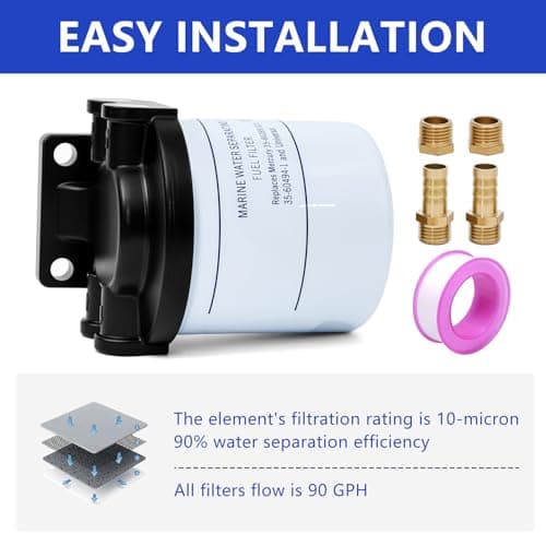 AUIVERED 802893Q01 Fuel Water Separator Kit - 18-7983-1 Filters - Compatible with Mercury Mercury 35-807172 35-60494-1 18-7944 Marine 35-55501 35-57250 35-806771 35-802893T 35-802893Q ABB-FUELF-IL-TR - Thumbnail 4