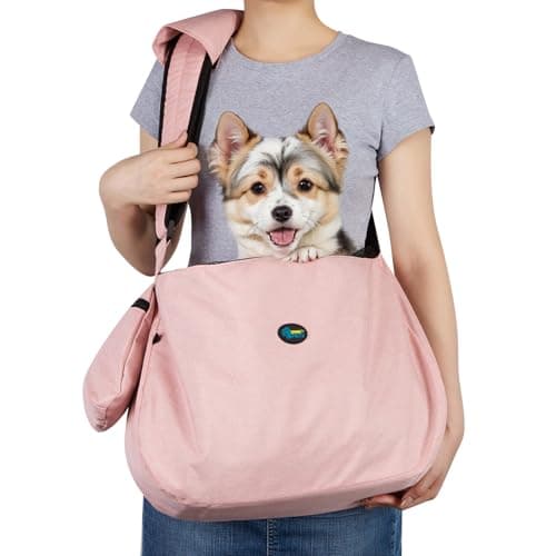 Ownpets Pet Dog Sling Carrier Bag Adjustable Padded Strap Dog Hand Free Safe Mesh Pet Carrier for Small Medium Dog Cat (Pink) - Image 1