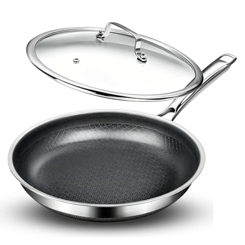 FUDELAI Non Stick Frying Pans,12-inch Titanium Hybrid Pan with Lid, Stay-Cool Handle, Professional Frying Pan, Dishwasher Friendly, Oven Safe, Compatible with All Cooktop - Image 1