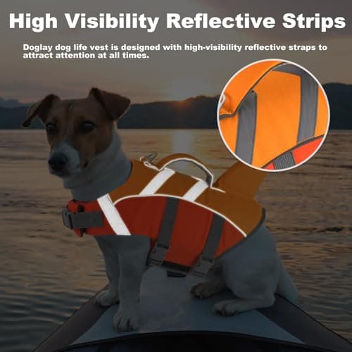 Doglay Dog Life Jacket with Shark Fin, Superior Buoyancy Dog Life Vest with Rescue Handle & Reflective Stripes, Ripstop Pet Preserver Swim Vest for Small Medium Large Dogs - Thumbnail 6