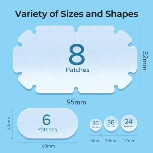 XXL Pimple Patches for Body, Large Acne Patches, 5 Sizes Big Hydrocolloid Bandages for Back, Chest, Shoulders Zit Breakouts, Blemish Stickers for Face (Oval, Dot 110 Count) - Thumbnail 4