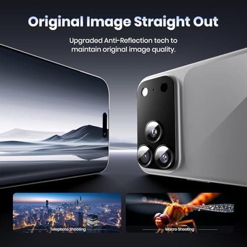 Hoerrye for iPhone 17 Pro Max Camera Lens Protector - [12FT Shatterproof Military Grade] [Strong Adsorption] Metal 9H+ Tempered Glass Camera Screen Full Cover Case Friendly,Black - Thumbnail 5