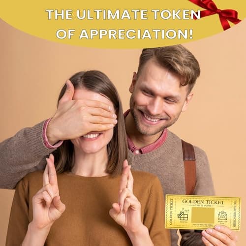 GEVOPREFRRED Golden Ticket with Envelopes, Scratch off Card Surprise Gift Reveal, Card as Perfect for Birthday Wedding Concert Ticket Cinema Voucher Raffle Gift - Thumbnail 3