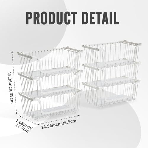 GAOKASE 6 Pcs Stackable Wire Baskets for Pantry Organizers and Storage, - Thumbnail 2