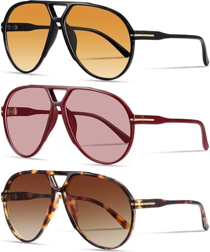 YMRFW Oversized Retro Aviator Sunglasses for Women Men Classic 70s Trendy Vintage Style Large Frame Sun Glasses - Image 1