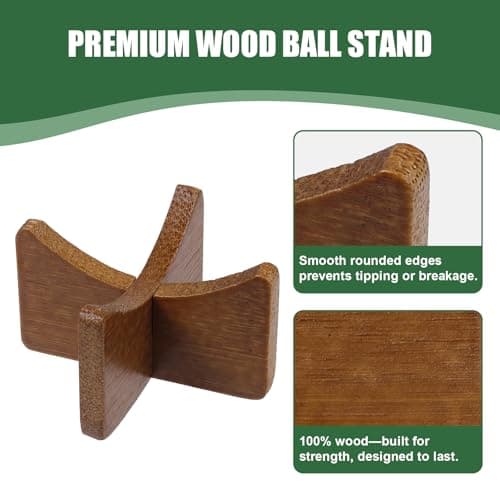Vigorluck Ball Storage, Wood Ball Holder Large for Basketball, Football, Soccer, Rugby, Basketball Stand Desktop Display Football Holder for Easy Storage - Thumbnail 3