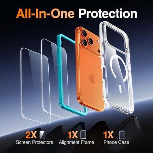 SMARTDEVIL for iPhone 17 Pro Case with 2 Screen Protectors, [Compatible with Magsafe][Anti-Yellowing][Military-Grade Protection] Shockproof Slim Magnetic Phone Case with White Border Design - Thumbnail 3